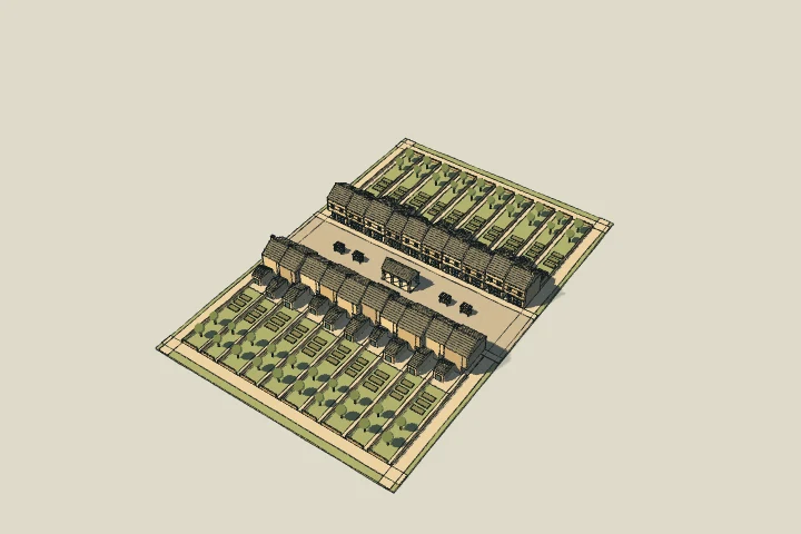 Illustrated model of cotswold burgage town