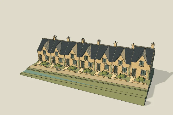 Illustrated model of a cotswold terrace