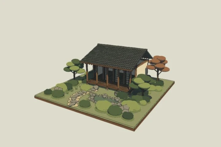 Illustrated model of japanese engawa