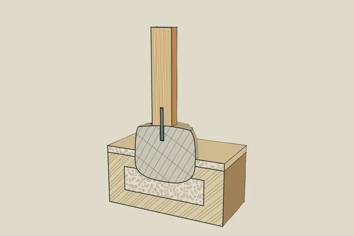 Illustrated model of timber column base